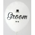 White Metallic Groom Design Printed Balloons